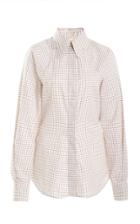Moda Operandi Victoria Beckham Collar-detailed Tapered Checked Cotton Shirt