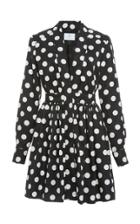 Rebecca De Ravenel Field Long-sleeve Polka-dot Silk Twill Mini Dress