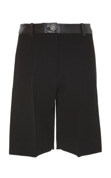 Peter Do Leather-trimmed Crepe Bermuda Shorts