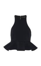David Koma Top Stitch Crepe De Chine Peplum Blouse