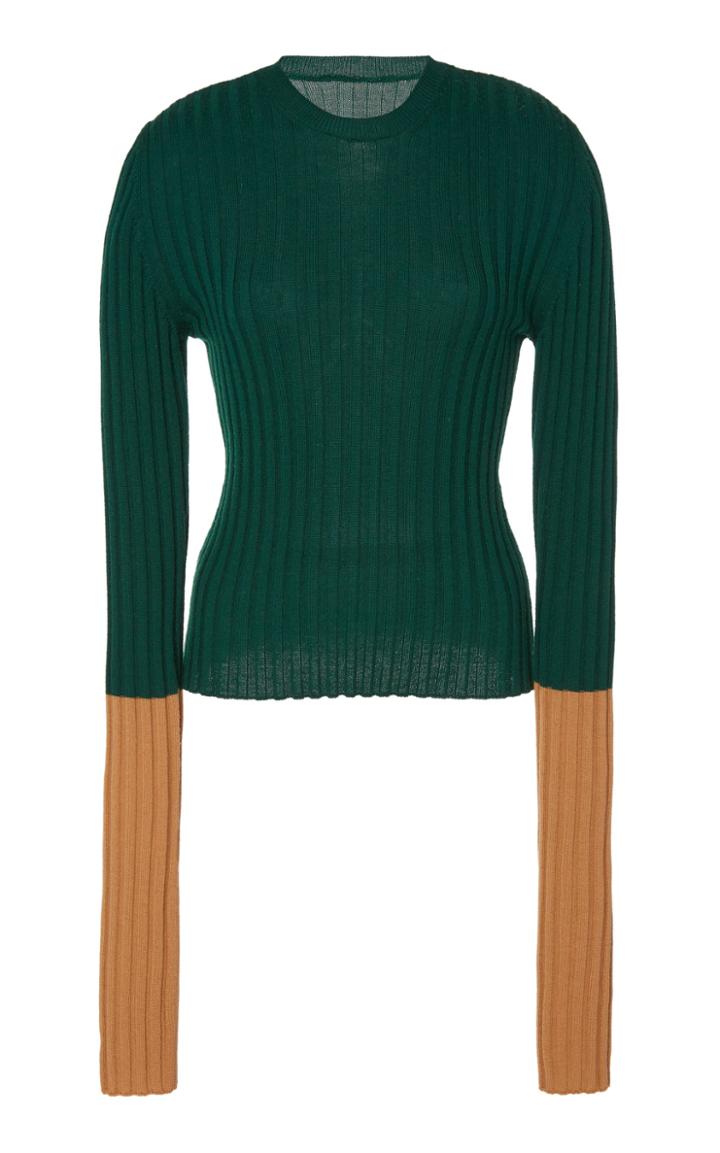 Jw Anderson Long Sleeve Ribbed Wool Top Size: Xs