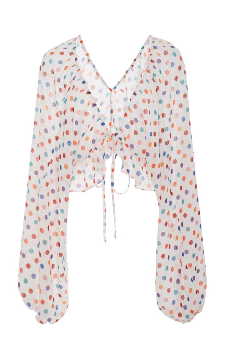 Caroline Constas Aubrie Polka Dot Top