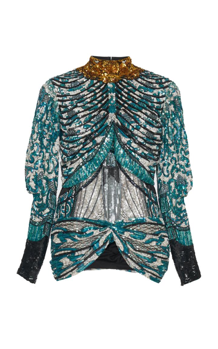 Mary Katrantzou Milana Top Printed Micro Sequins