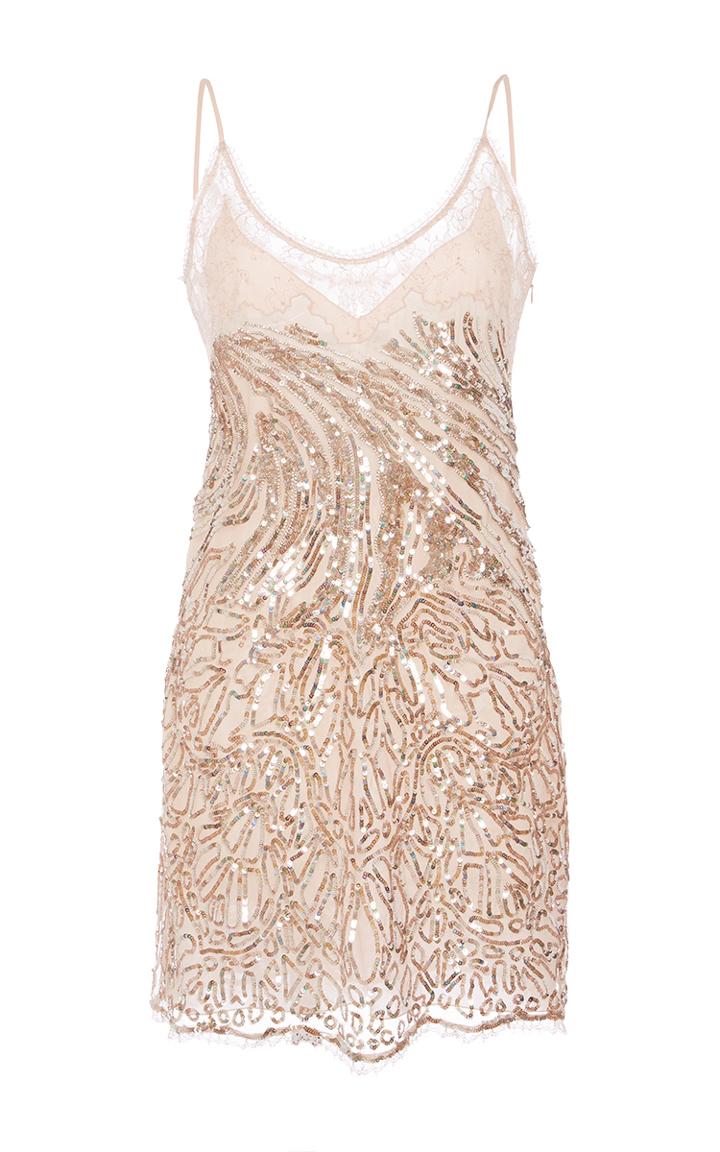 Roberto Cavalli Pink And Gold Zebra Sequins And Strass Dress