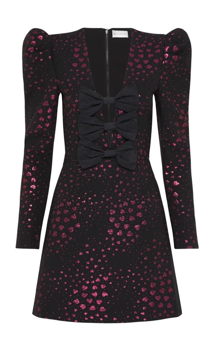 Moda Operandi Rebecca Vallance Mio Bow-detailed Metallic Jacquard Mini Dress