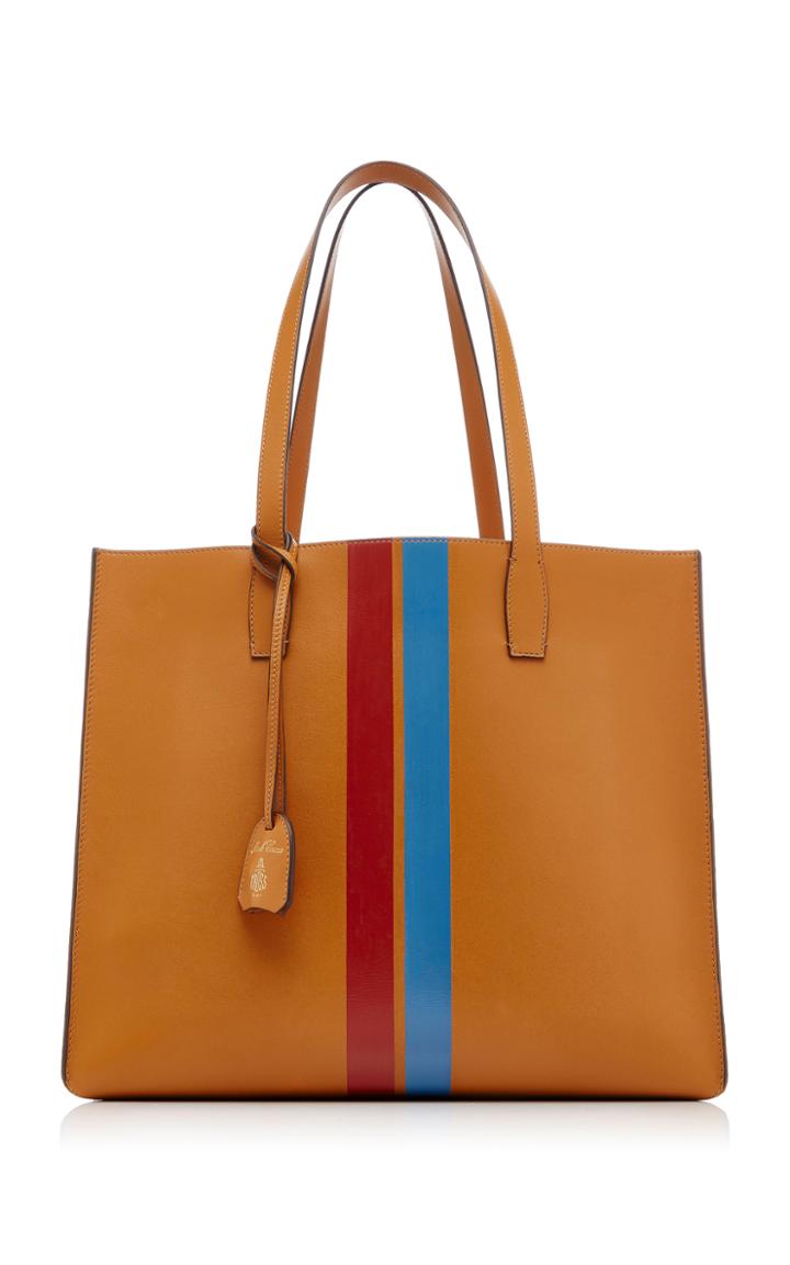 Mark Cross Fitzgerald Striped Leather Tote