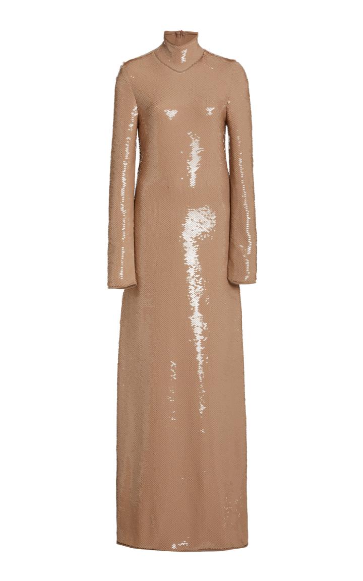 Bottega Veneta Sequined Maxi Turtleneck Dress