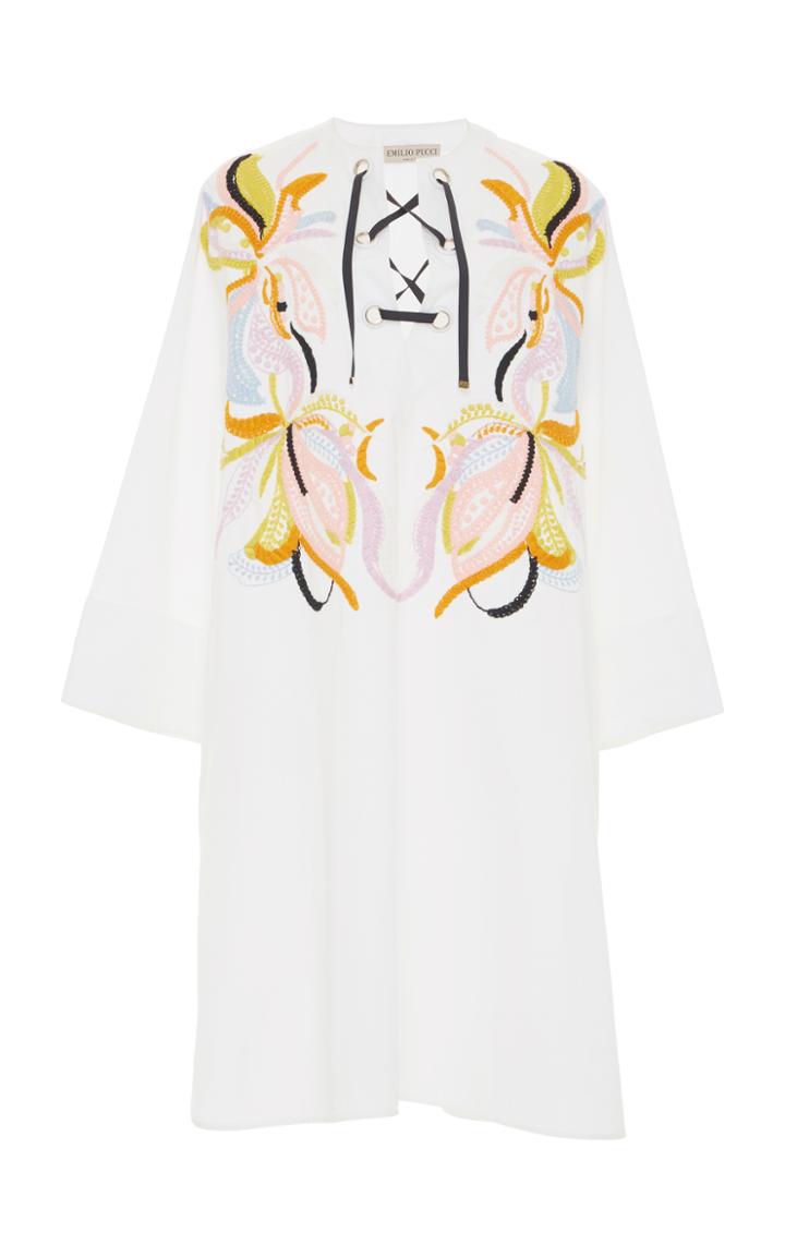 Emilio Pucci Embroidered Lace Up Dress