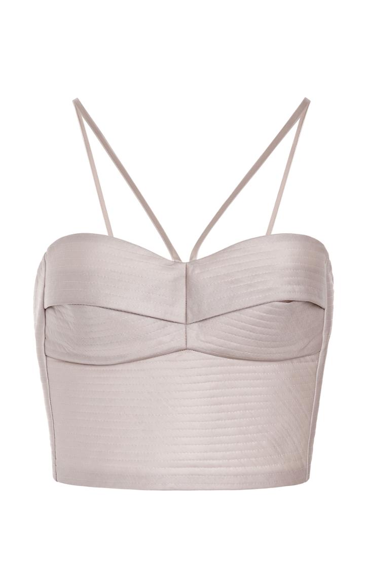 Ruban Light Grey Quilted Silk Top