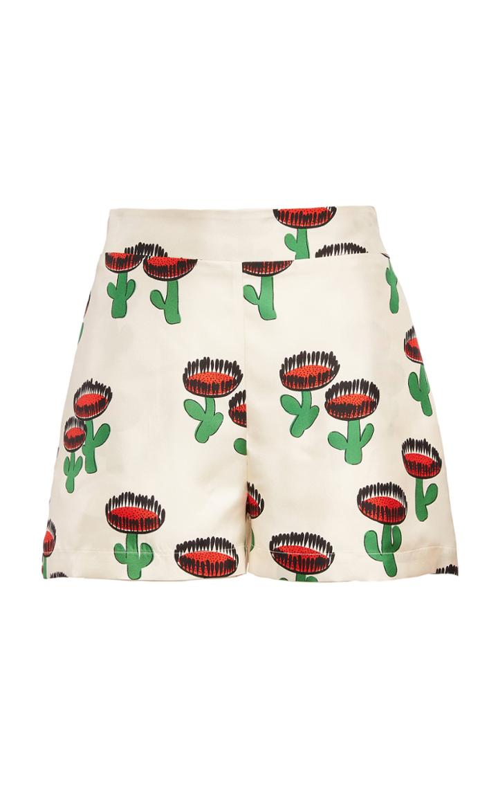 La Doublej Boxer Printed Silk Shorts
