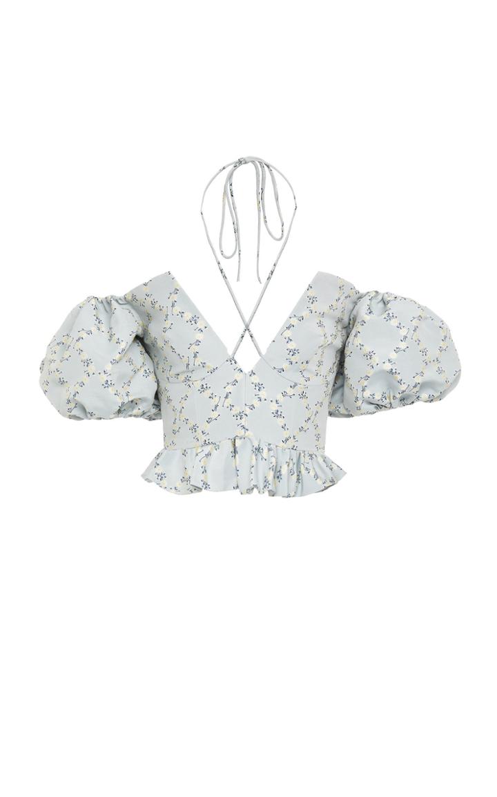 Markarian Exclusive Mary Floral-print Stretch-crepe Peplum Top