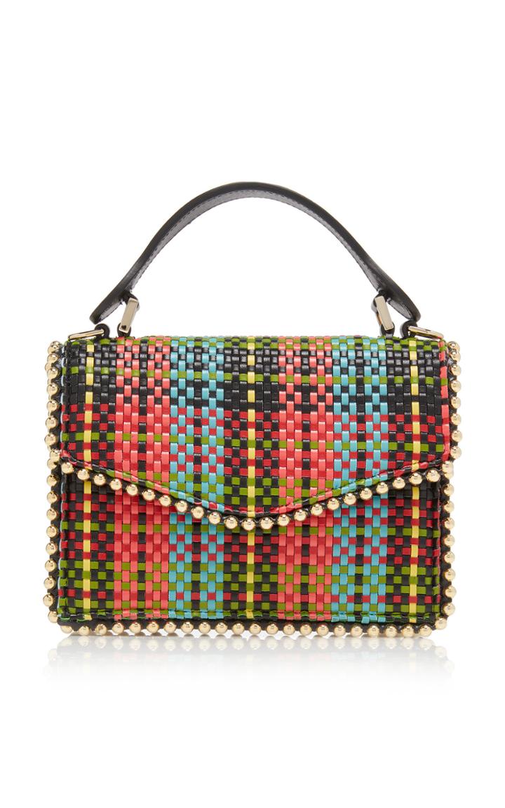 Les Petits Joueurs Woven Tartan Lulu Bag With Metal Piping