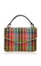 Les Petits Joueurs Woven Tartan Lulu Bag With Metal Piping