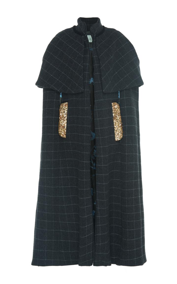 Johanna Ortiz Begonia Embellished Wool Cape