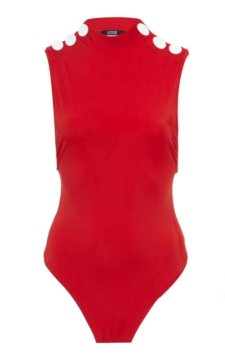 Oye Swimwear Thalia Button Shoulder Swimsuit