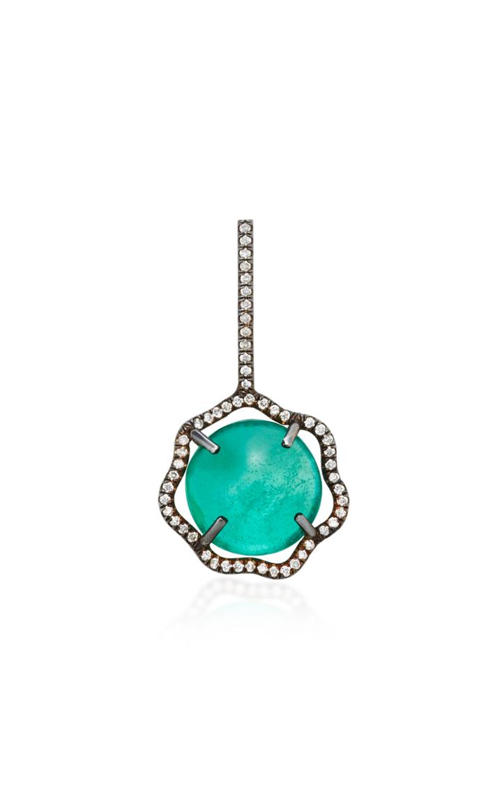 Savannah Stranger Equator Charm With Gemfields Cabachon Emerald And White Diamond Pave