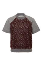Carven Lace Overlay Short Sleeved Sweater