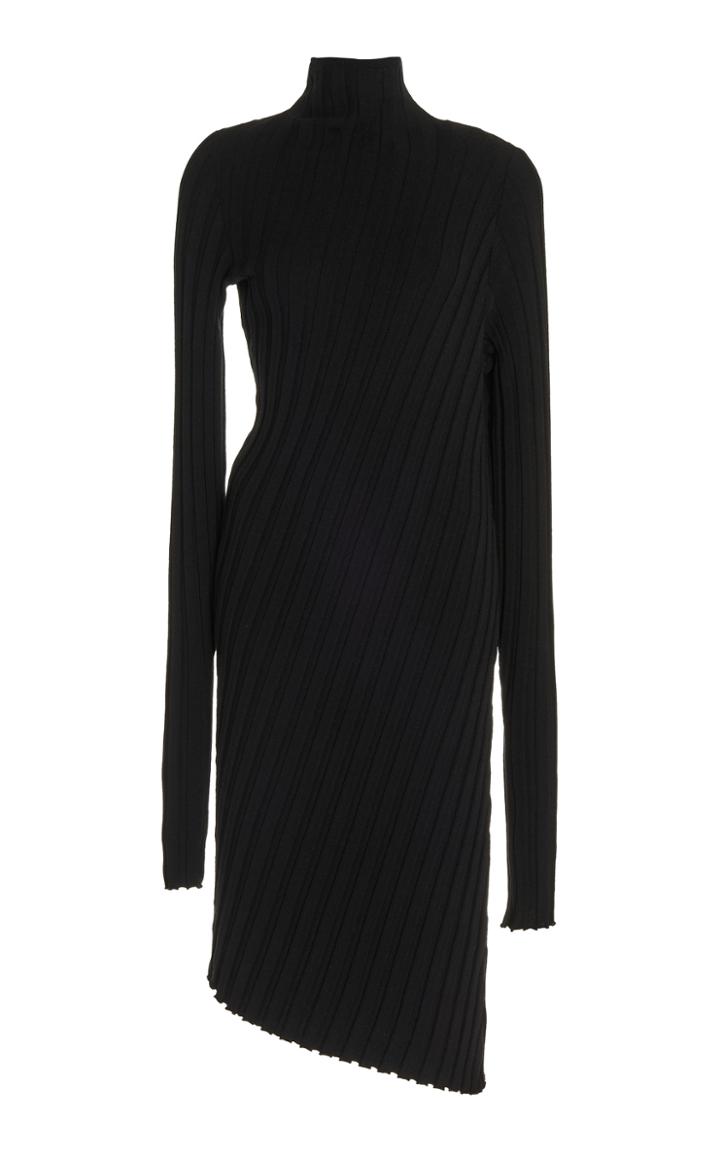 Boyarovskaya Asymmetric Ribbed-knit Turtleneck Dress