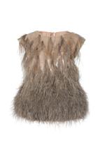Rochas Olivyx Ostrich Feather-embellished Panne Velvet Top