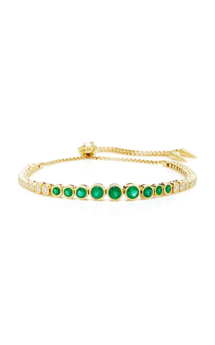 Jemma Wynne Yellow Gold Prive Luxe Bezel Emerald Slider Bracelet