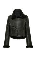 Moda Operandi Ann Demeulemeester Shearling Trimmed Cropped Moto Jacket