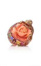 Wendy Yue 18k Rose Gold Coral Sapphire Tourmaline Tanzanite Tsavorite Ruby And Diamond Ring