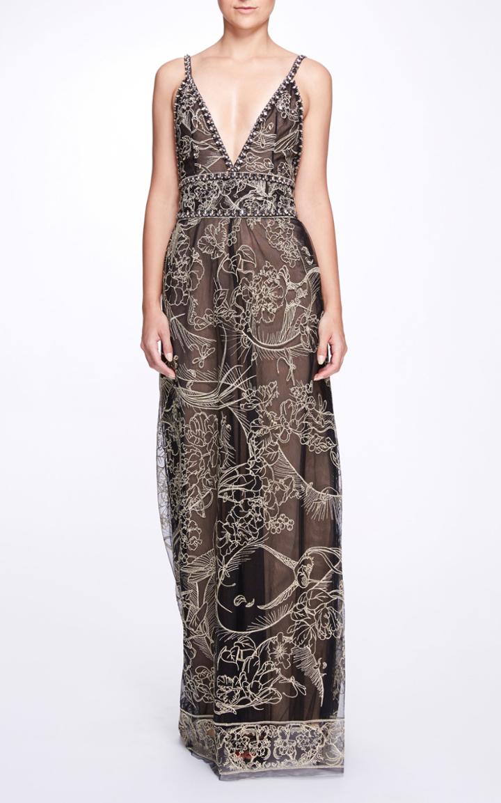 Moda Operandi Marchesa Embroidered Organza Gown