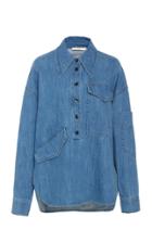 Tibi Stone Enzyme Denim Oversized Cocoon Shirt