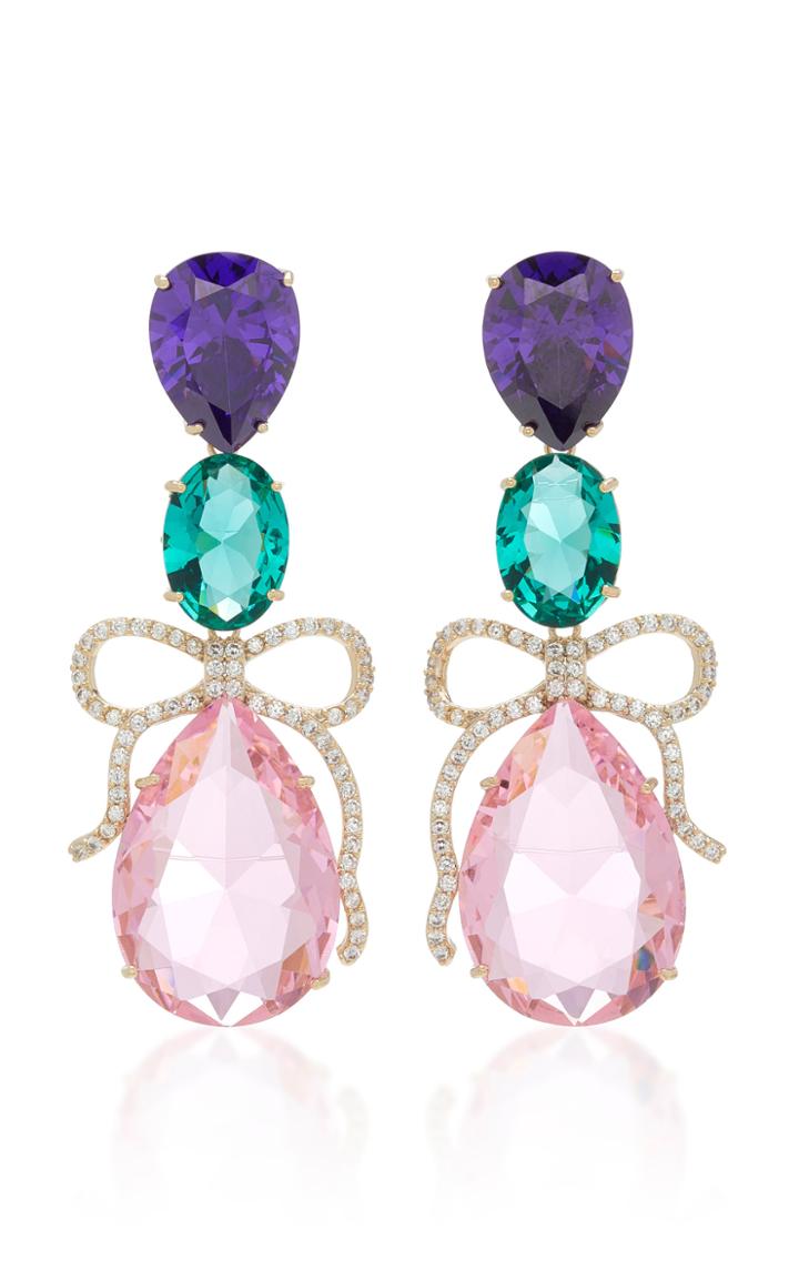 Fallon Pav Bow Triple-drop Earrings