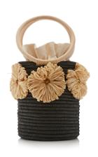 Poolside Together Forever Raffia-trimmed Straw Bucket Bag