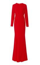 Romona Keveza Long Sleeve Gown With Leg Slit