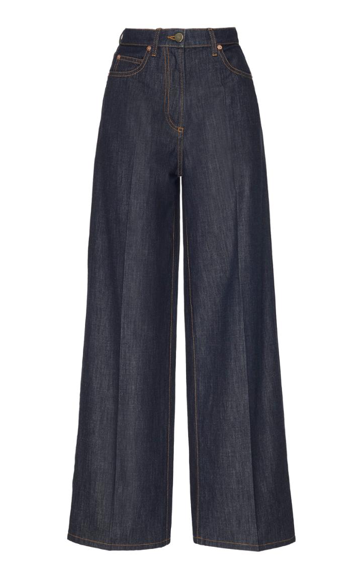 Valentino Rigid Denim Wide-leg Jean