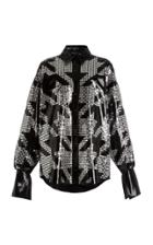 Moda Operandi David Koma Embroidered Houndstooth Leather Shirt