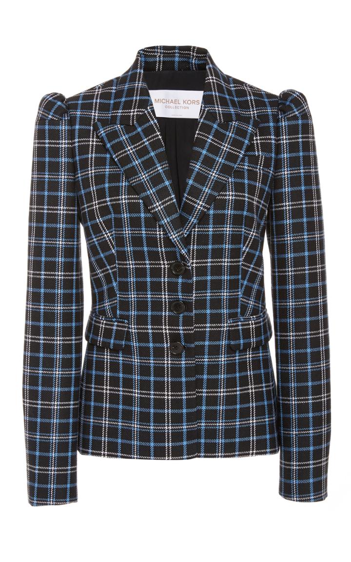 Michael Kors Collection Checked Wool Blazer Size: 0