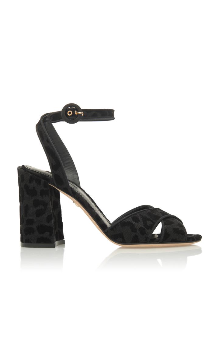 Dolce & Gabbana Black Leopard Faille Sandals