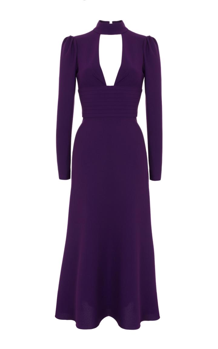 Rasario Cut Out Front Long Sleeve Midi Dress