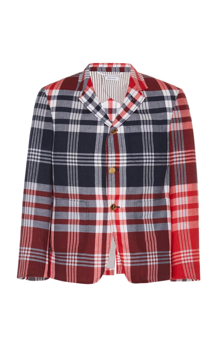 Thom Browne Large Plaid Madras Patch Pocket Blazer