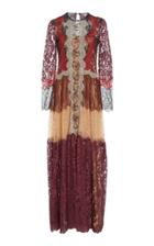 Alberta Ferretti Colorblocked Lace Long Dress