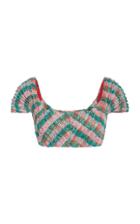 Zac Posen Tweed Cotton-blend Cropped Top