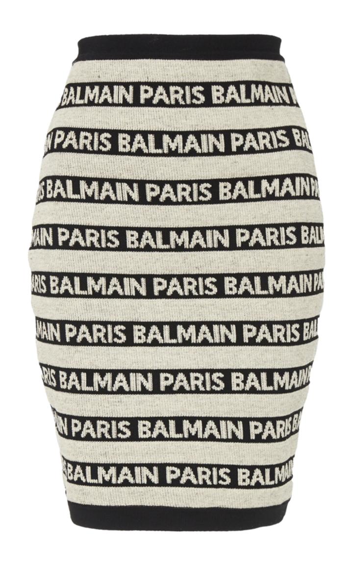 Balmain Mid Thigh Balmain Paris Stripe Skirt
