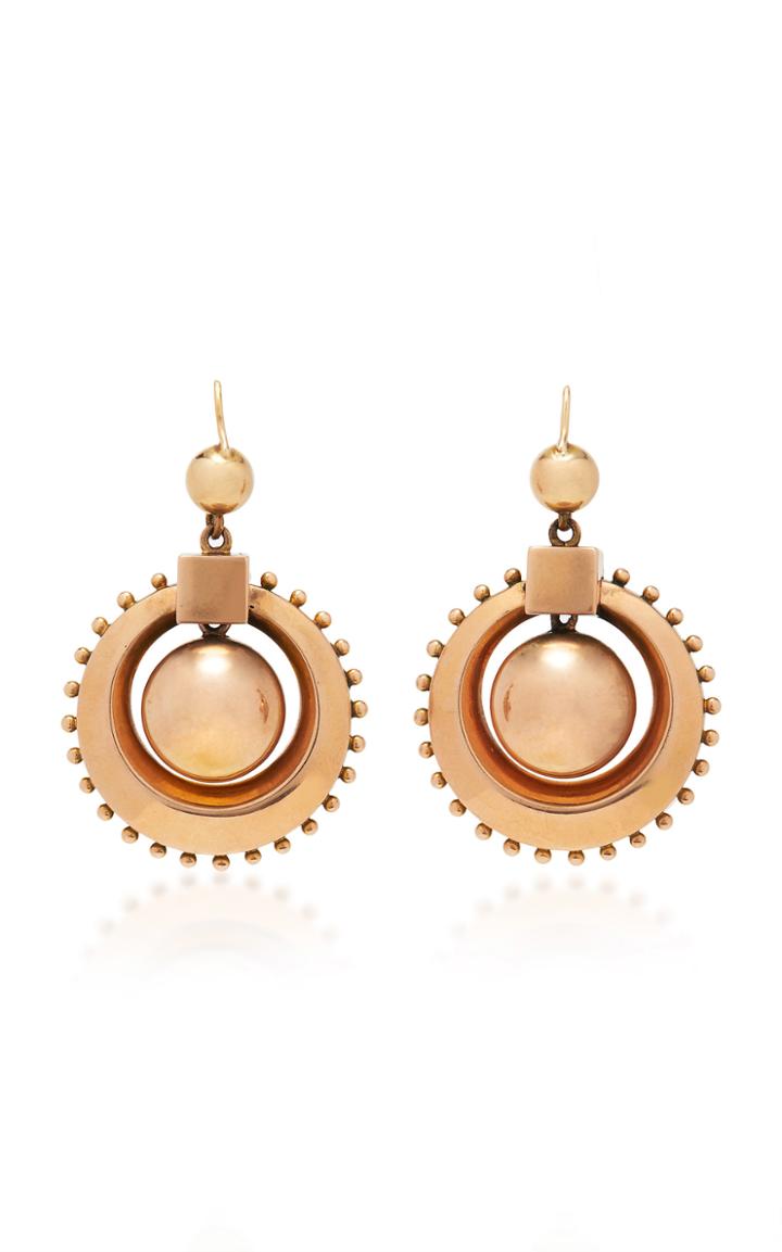 Fred Leighton Antique 14k Rose Gold Hollowform Circlet Ball Pendant Earrings