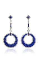 Moda Operandi Stephen Russell Platinum Lapis And Diamond Drop Earrings