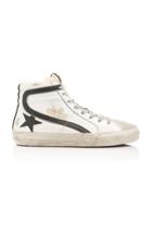 Golden Goose Slide Distressed Shearling-trimmed Leather High-top Sneak