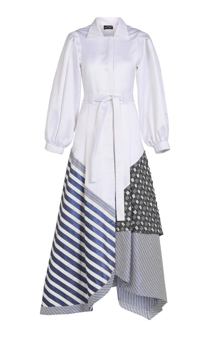 Amira Haroon Asymmetrical Satin Maxi Shirt Dress