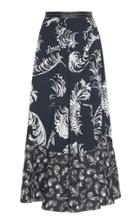Loewe Leather-trimmed Printed Jersey Midi Skirt