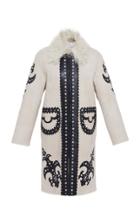 Red Valentino Shearling Collar Embellished Coat