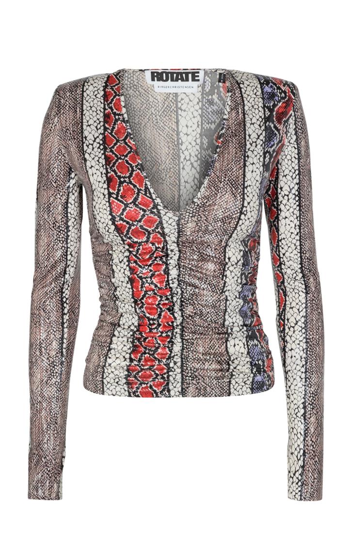 Moda Operandi Rotate Sierra Ruched Snake-print Jersey Top