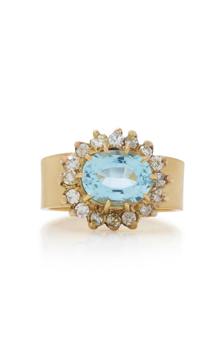Renee Lewis 18k Gold Aquamarine And Diamond Ring