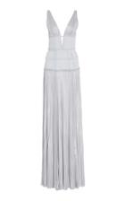 J. Mendel Pleated V Neck Gown