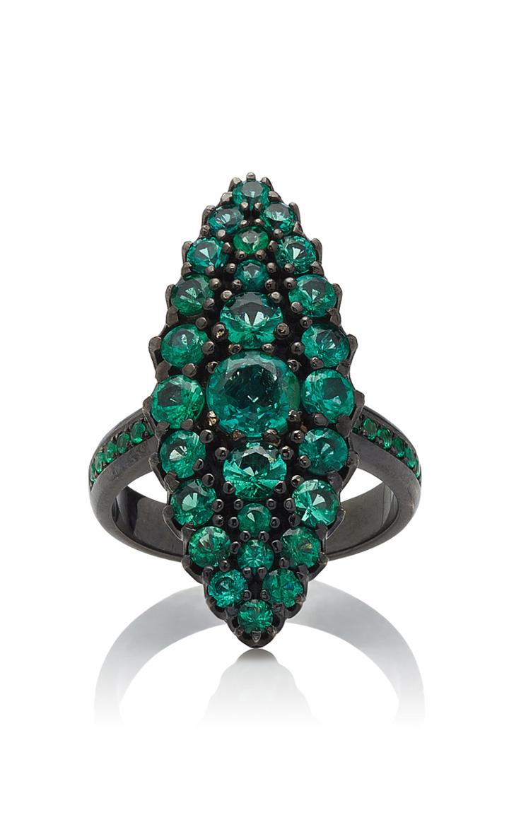 Colette Jewelry 18k Oxidized Gold Emerald Ring